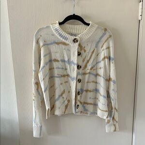 Madewell Tie-Dye Button-Up Sweater - Beige and Blue